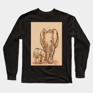 Mama & Baby - Elephant Watercolor Painting #1 Long Sleeve T-Shirt